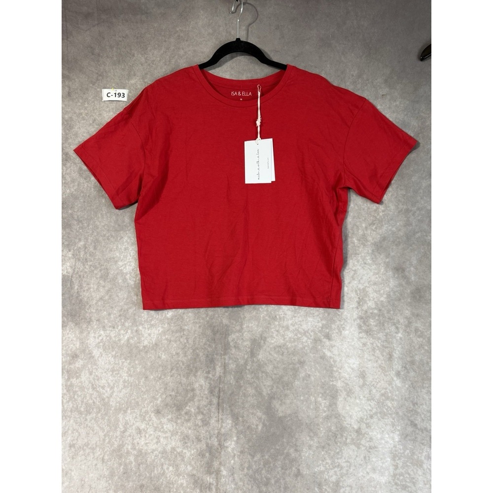 Isa & Ella Tshirt Red Women's Size Xl Crop Top 100% Organic Cotton